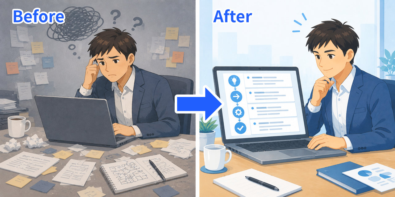 手が止まっても、次に何を考えるべきかが見えるようになる