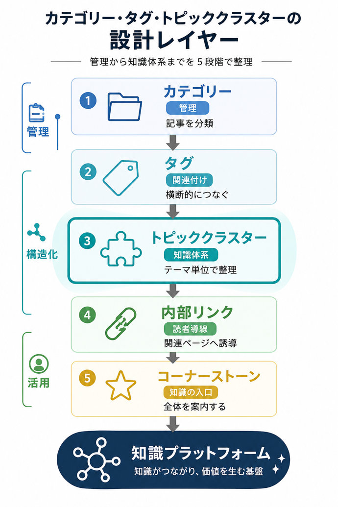カテゴリー・タグ・トピッククラスターの設計レイヤー